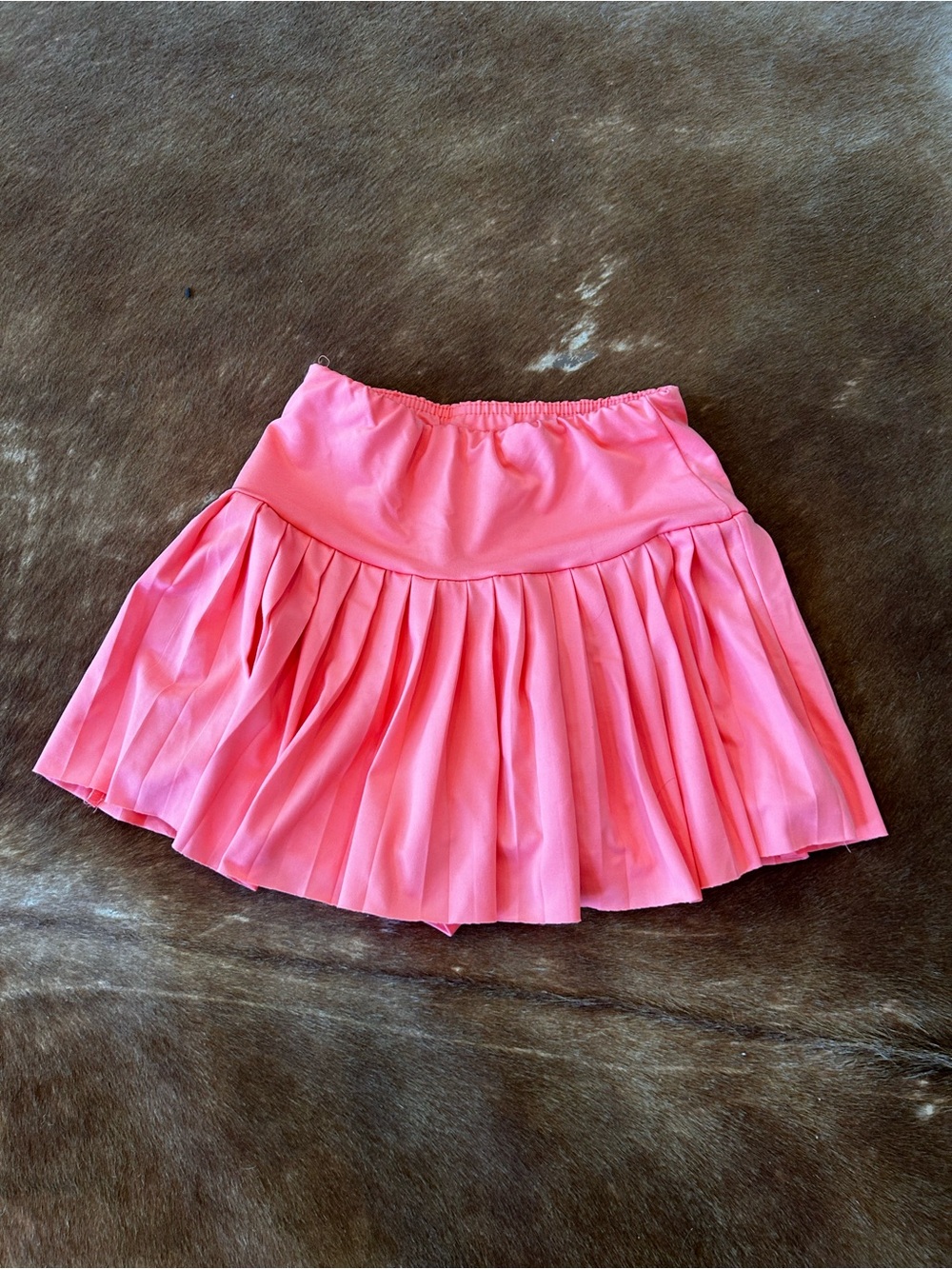 SHEIN Bright Coral Pink Pleated Skater Mini Skirt
